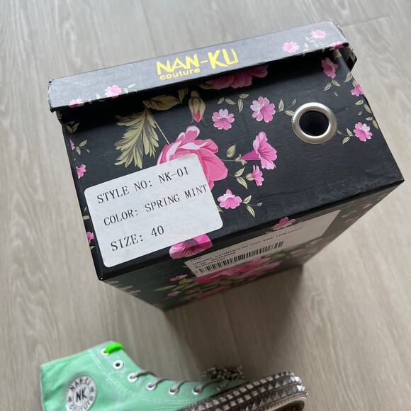 Nan-ku x Free People Cruise Studded Hi-Top Sneakers sz40 US 10 Spring Mint Green - Picture 2 of 14